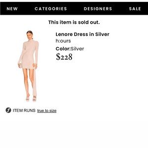 H:ours “Lenore” Dress in Silver